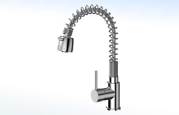 08FMS RUGO - MEZCLADORA MONOMANDO PARA FREGADERO CON GRIFO RETRÁCTIL